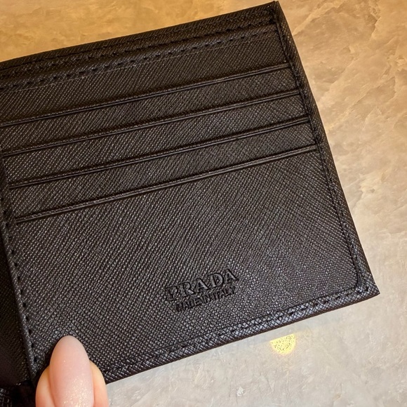 Prada Black and Gold Leather Card Holder - Picture 3 of 7